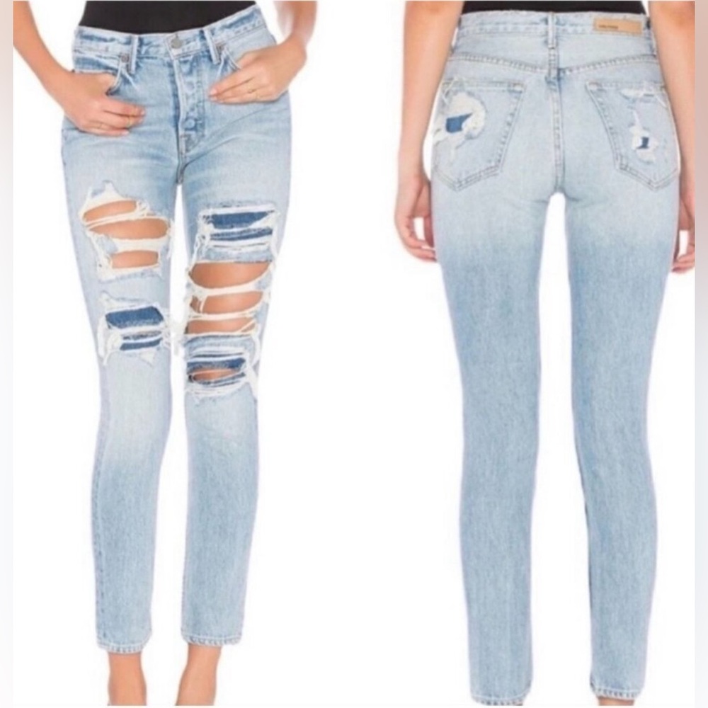 NWT Karolina GRLFRND GIRLFRIEND Ripped Skinny Jeans buttonfly size 32